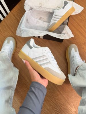 Adidas Sambae Plataforma Branco/Prata Premium